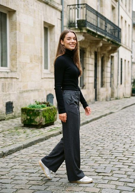 Grijze OBJECT Wijde broek OBJLISA WIDE PANT - large