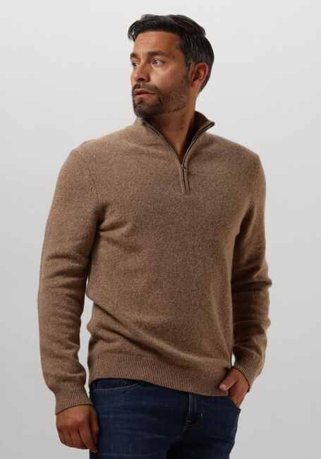 Taupe PROFUOMO Trui PULLOVER HALF ZIP BUTTON - large