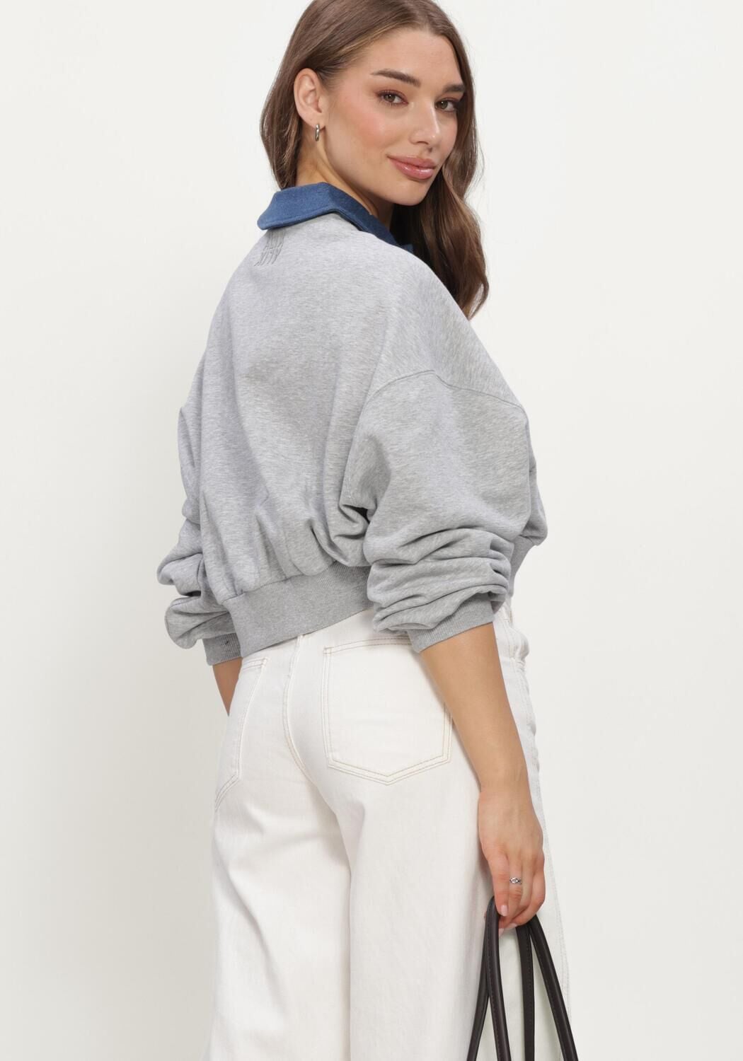 ALIX THE LABEL Dames Truien & Vesten Ladies Knitted Polo Sweater Grijs
