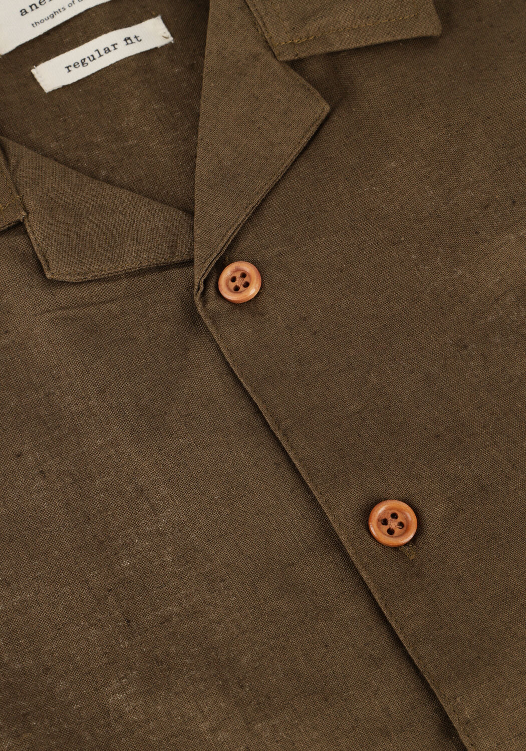 Khaki ANERKJENDT Overhemden AKLEO SSS COT/LINEN SHIRT - large