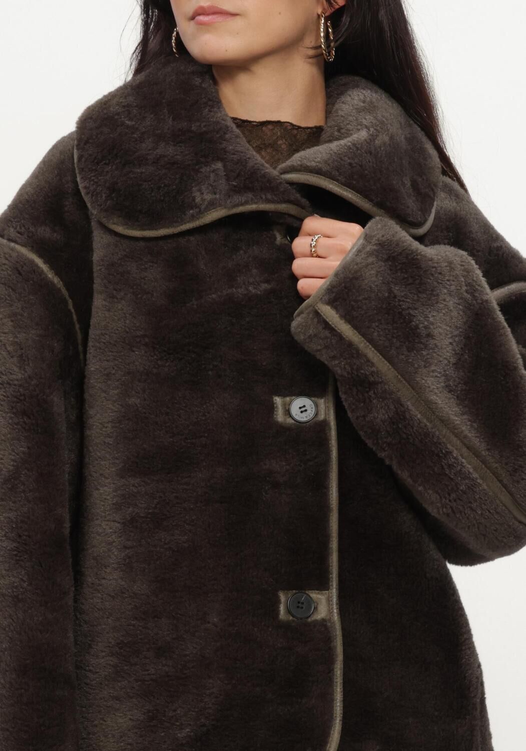 Groene GRACE & MILA Teddy jas COAT - large