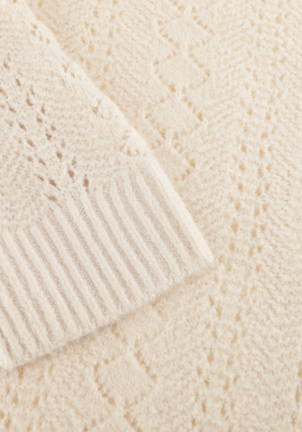 Creme OBJECT Trui OBJPAOLA L/S LO KNIT PULLOVER - large