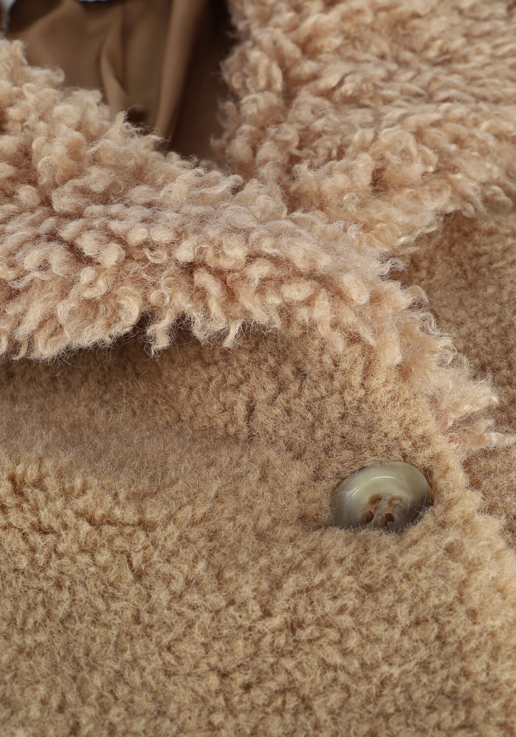 Camel BEAUMONT Teddy jas SHORT LAMMY FUR COAT - large