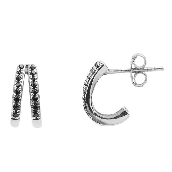 Zilverkleurig ATLITW STUDIO Oorbellen BLISS EARRINGS 2 SPLIT ONYX ZI - large