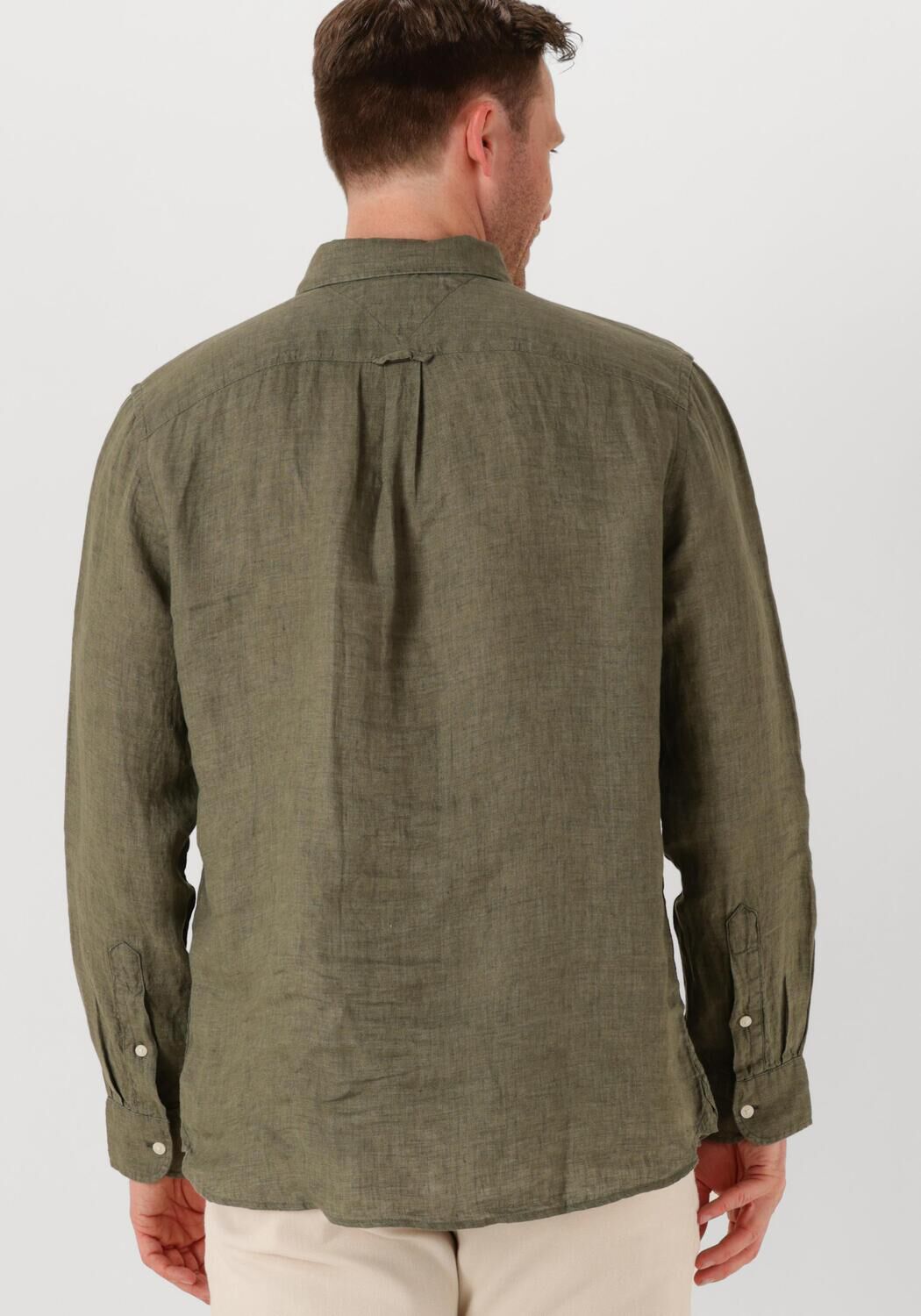 TOMMY HILFIGER Heren Overhemden Pigment Dyed Li Solid Rf Shirt Groen