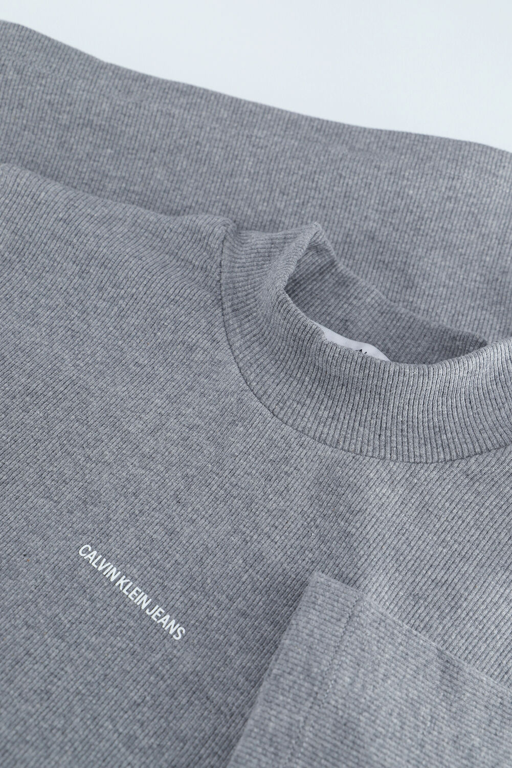 Grijze CALVIN KLEIN Top MICRO BRANDING RIB BABY TEE - large