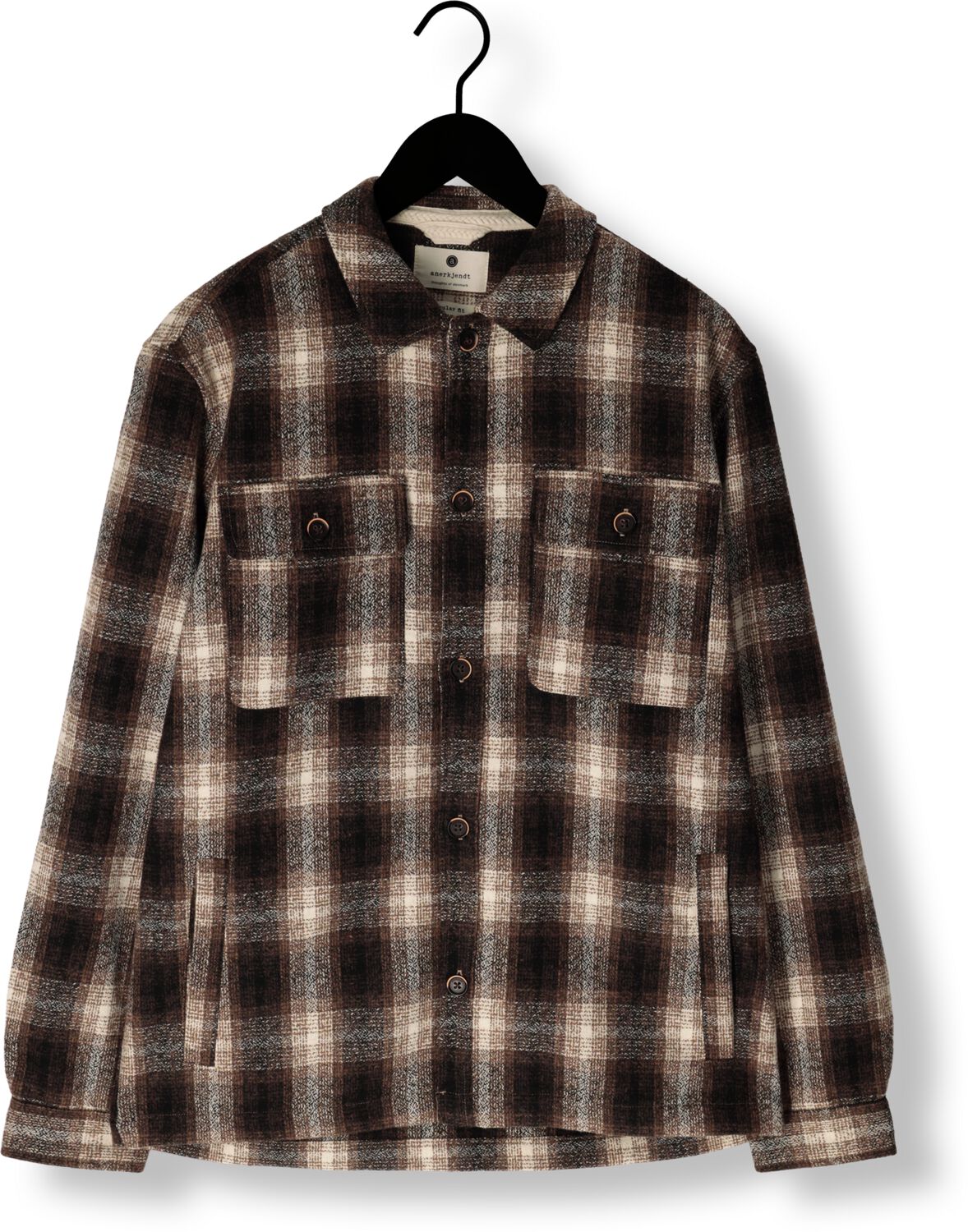 ANERKJENDT Heren Overhemden Aklion Heavy Check Overshirt Bruin