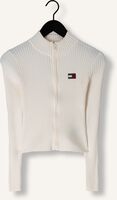 Witte TOMMY JEANS Trui TJW ZIP THRU BADGE CARDIGAN Witte TOMMY JEANS Trui TJW ZIP THRU BADGE CARDIGAN - medium