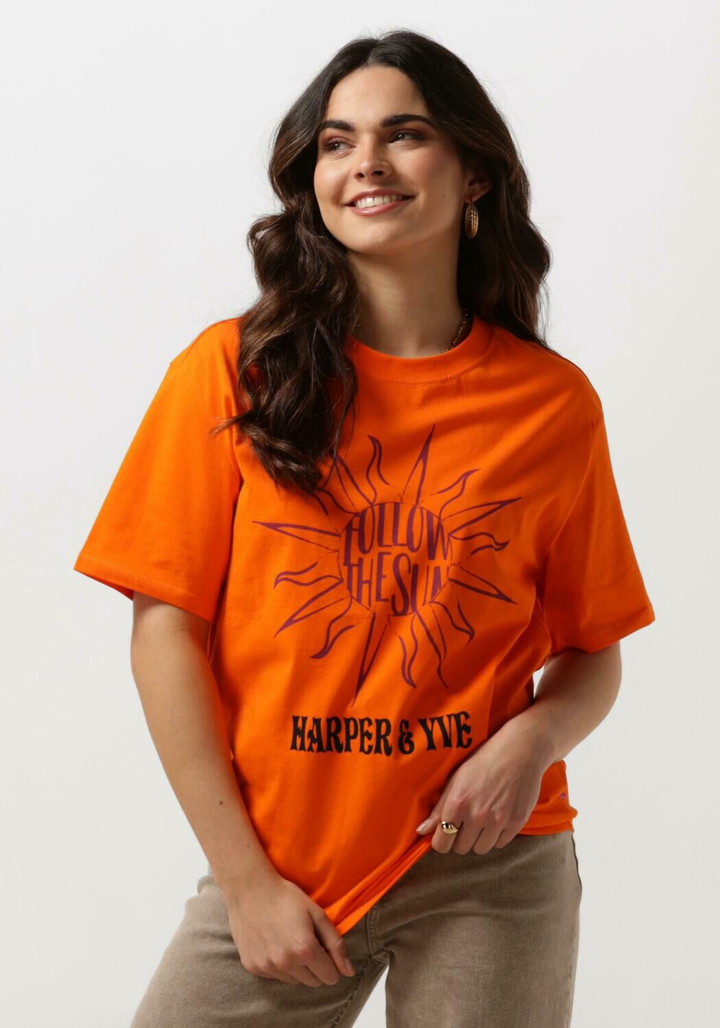 Harper & Yve Harper Yve T-shirt Ss24D300 Follow Orange Dames