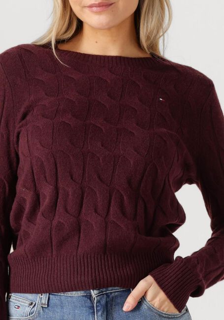 Bordeaux TOMMY HILFIGER Trui SOFT WOOL CABLE C-NK LS SWT - large