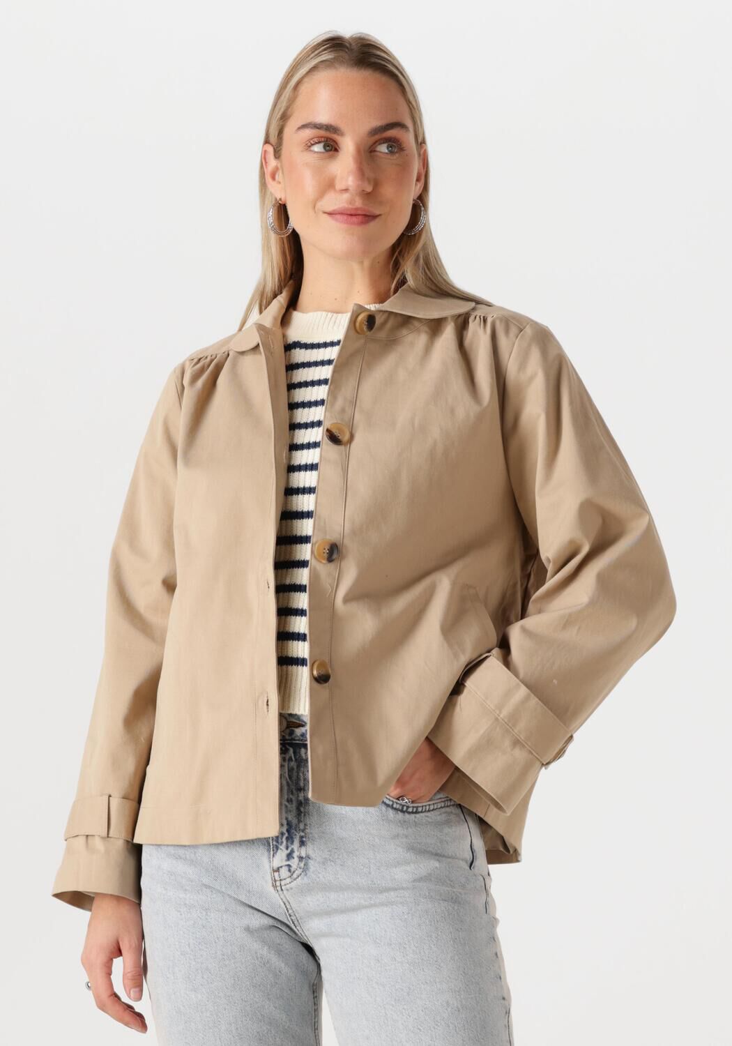 Lollys Laundry Elegante Tijdloze Violall Jas Ecru Beige Dames