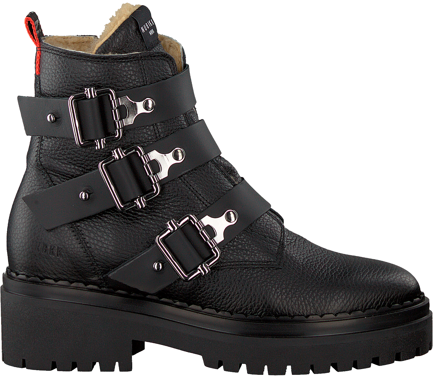 Zwarte NUBIKK Biker boots FAE BUCKLE FUR | Omoda