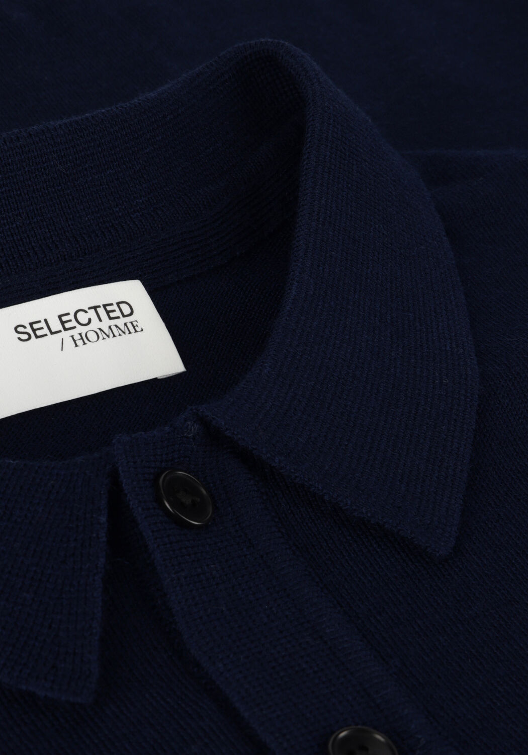 Donkerblauwe SELECTED MEN Polo SLHTOWN MERINO COOLMAX KNIT POLO NOOS - large