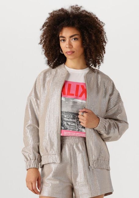 Zilveren ALIX THE LABEL Jack LADIES WOVEN FOIL JACKET - large