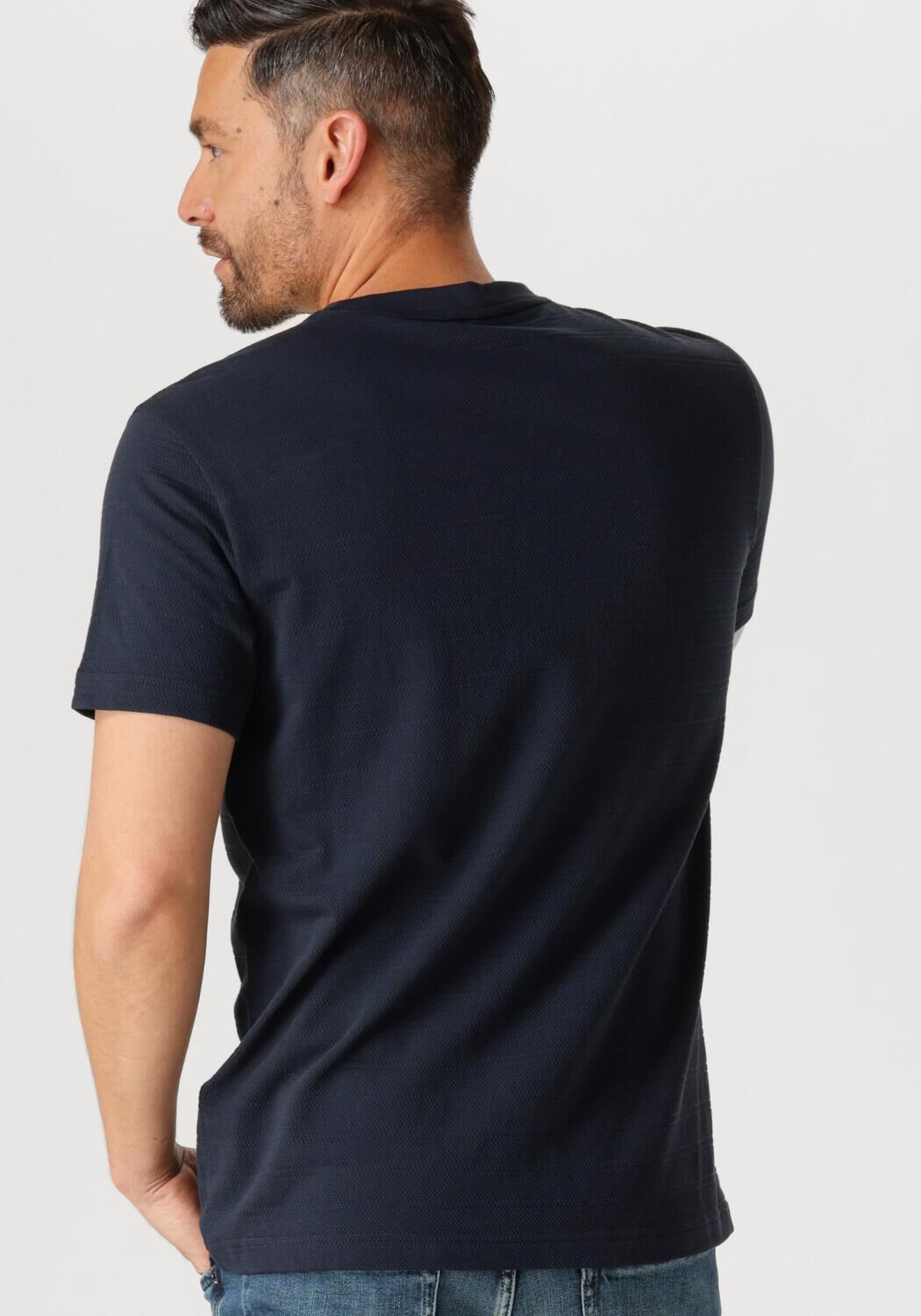 PME LEGEND Heren Polo's & T-shirts Short Sleeve R-neck Jacquard Stripes Blauw
