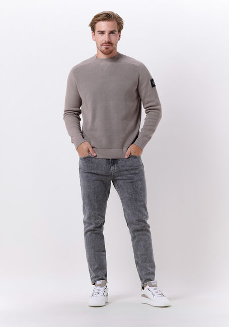 Taupe CALVIN KLEIN Sweater MONOLOGO BADGE SWEATER - large