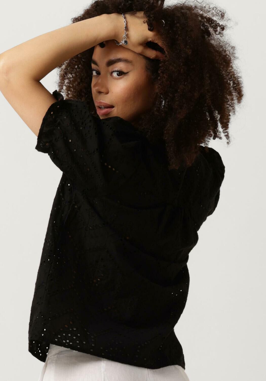 NEO NOIR Dames Blouses Odesa Embroidery Blouse Zwart