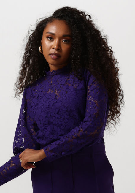 Paarse JANSEN AMSTERDAM Blouses LC199 BLOUSE LACE LONG SLEEVES - large