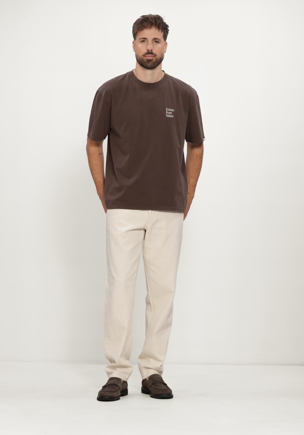 ANERKJENDT Heren Polo's & T-shirts Akvillads Echos Ss Tee Bruin