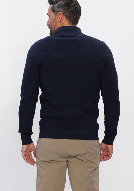 Donkerblauwe PROFUOMO Trui PULLOVER HALF ZIP TWINKLE SLUB - large