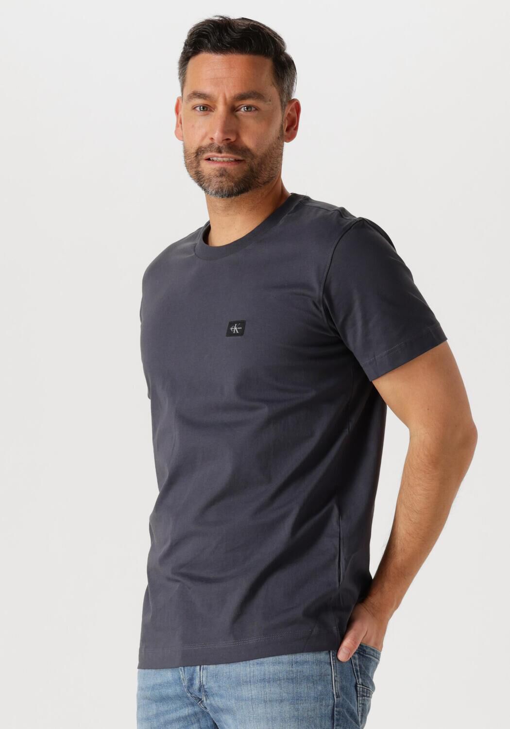 CALVIN KLEIN Heren Polo's & T-shirts Woven Label Regular Tee Donkergrijs