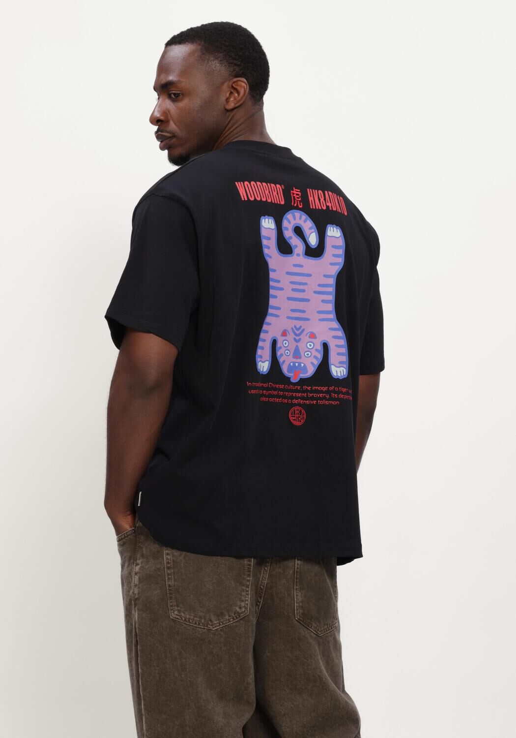 Zwarte WOODBIRD T-shirt WBBAINE TIGER TEE - large