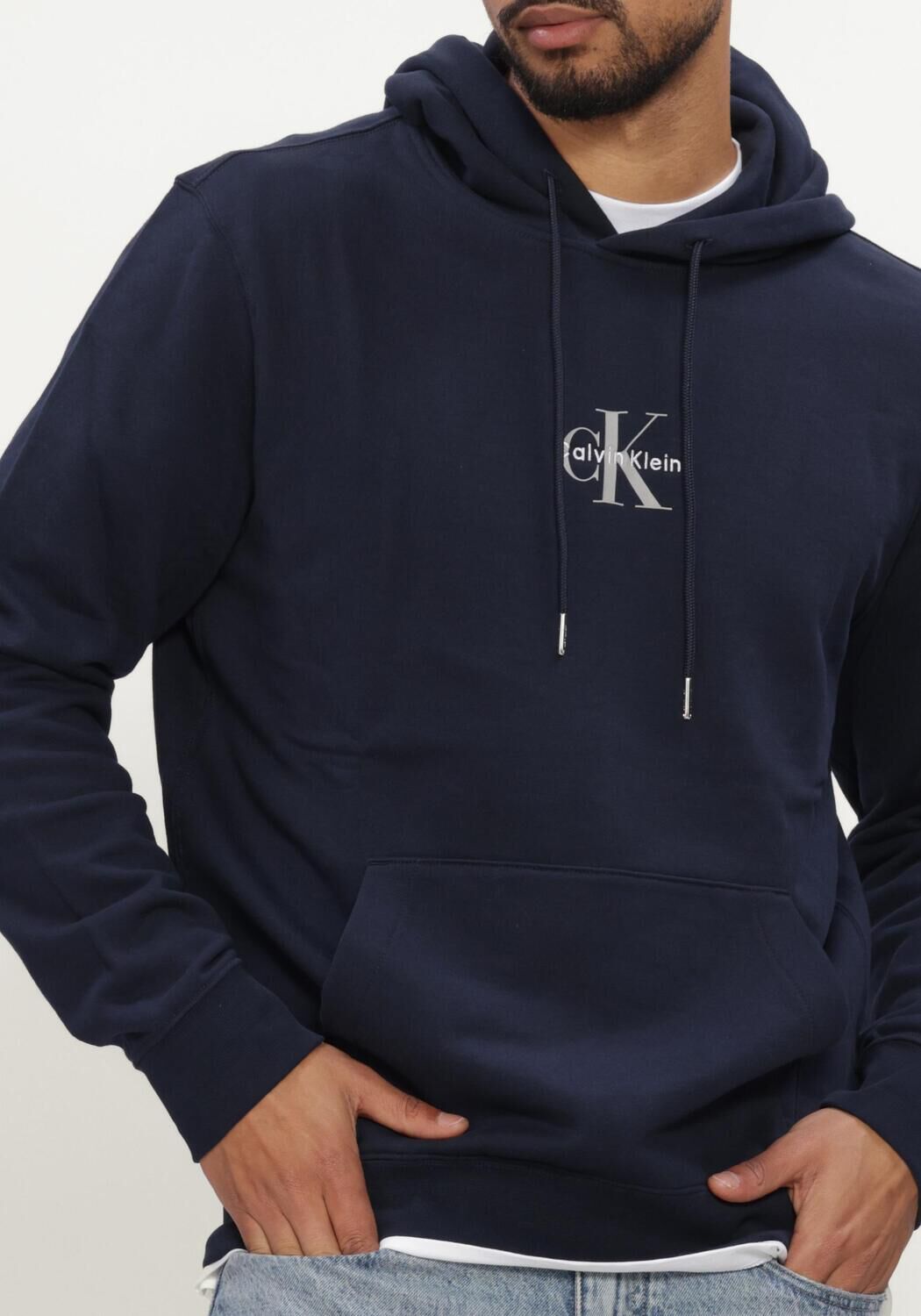 Donkerblauwe CALVIN KLEIN Sweater LS 350TERRY MICRO MNLG HOODIE - large
