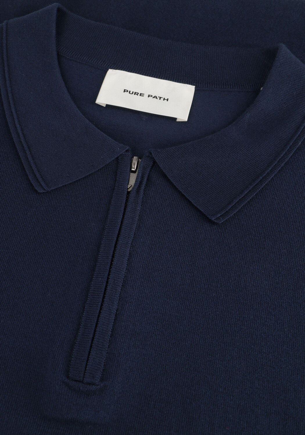 Donkerblauwe PURE PATH Polo REGULAR FIT POLO SS HALF ZIP KNITWEAR - large