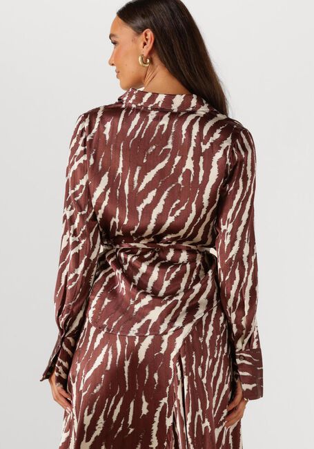 Bruine ROUGE EDIT Blouses ROUSHIANA LS PRINTED RESORT COLLAR SHIRT - large