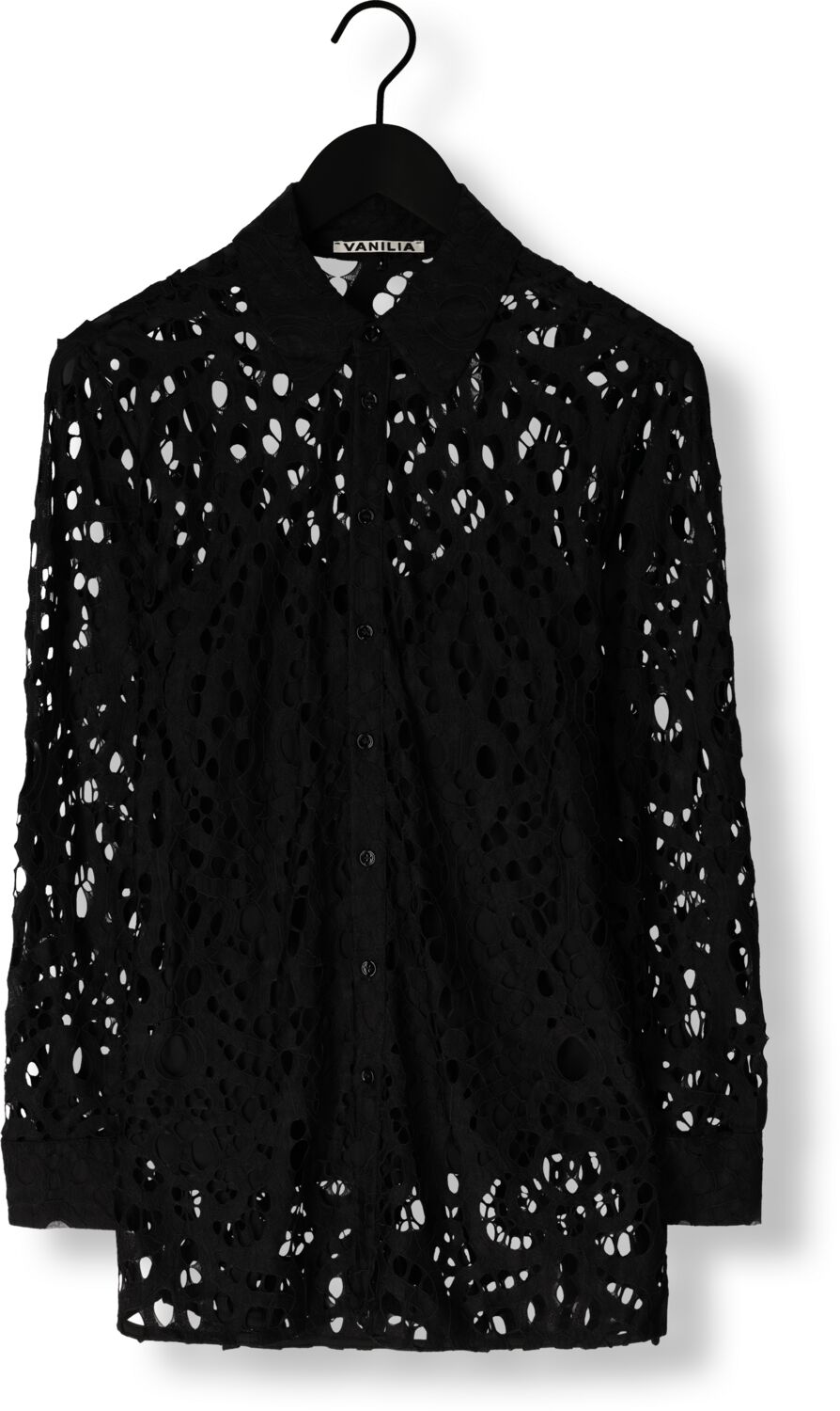 VANILIA Dames Blouses Lace Tunic Blouse Zwart