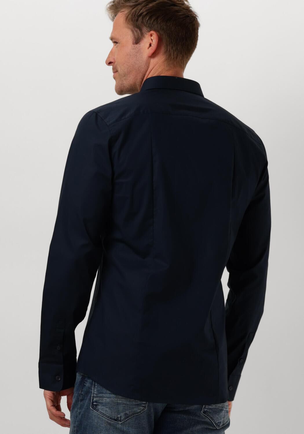 PURE PATH Heren Overhemden Essential Casual Shirt Donkerblauw