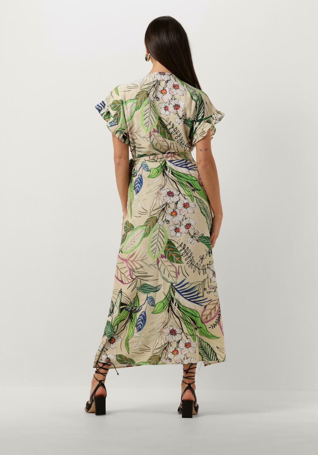 JANSEN AMSTERDAM Dames Jurken Wb566 Printed Wrap Long Dress Zand