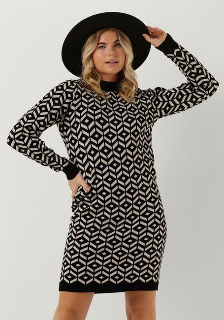 Zwarte OBJECT Mini jurk THESS L/S JACQUARD KNIT DRESS - large