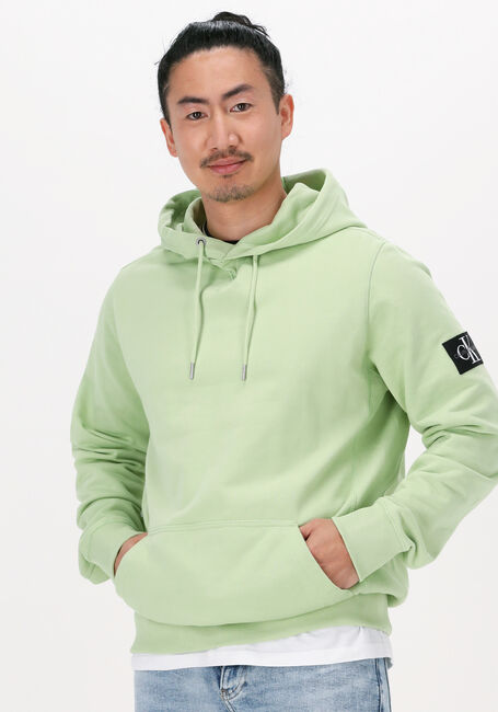 Groene CALVIN KLEIN Sweater MONOGRAM SLEEVE BADGE HOODIE - large