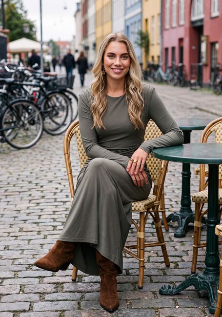 Khaki FREEBIRD Maxi jurk DONNE - large