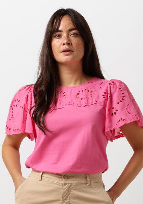 Roze SUMMUM T-shirt TOP JERSEY AND BRODERIE MIX - large
