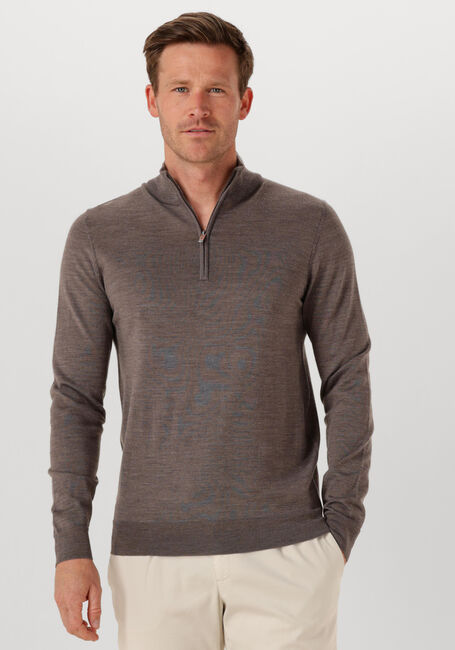 Bruine PROFUOMO Trui PULLOVER HALF ZIP MERINO - large