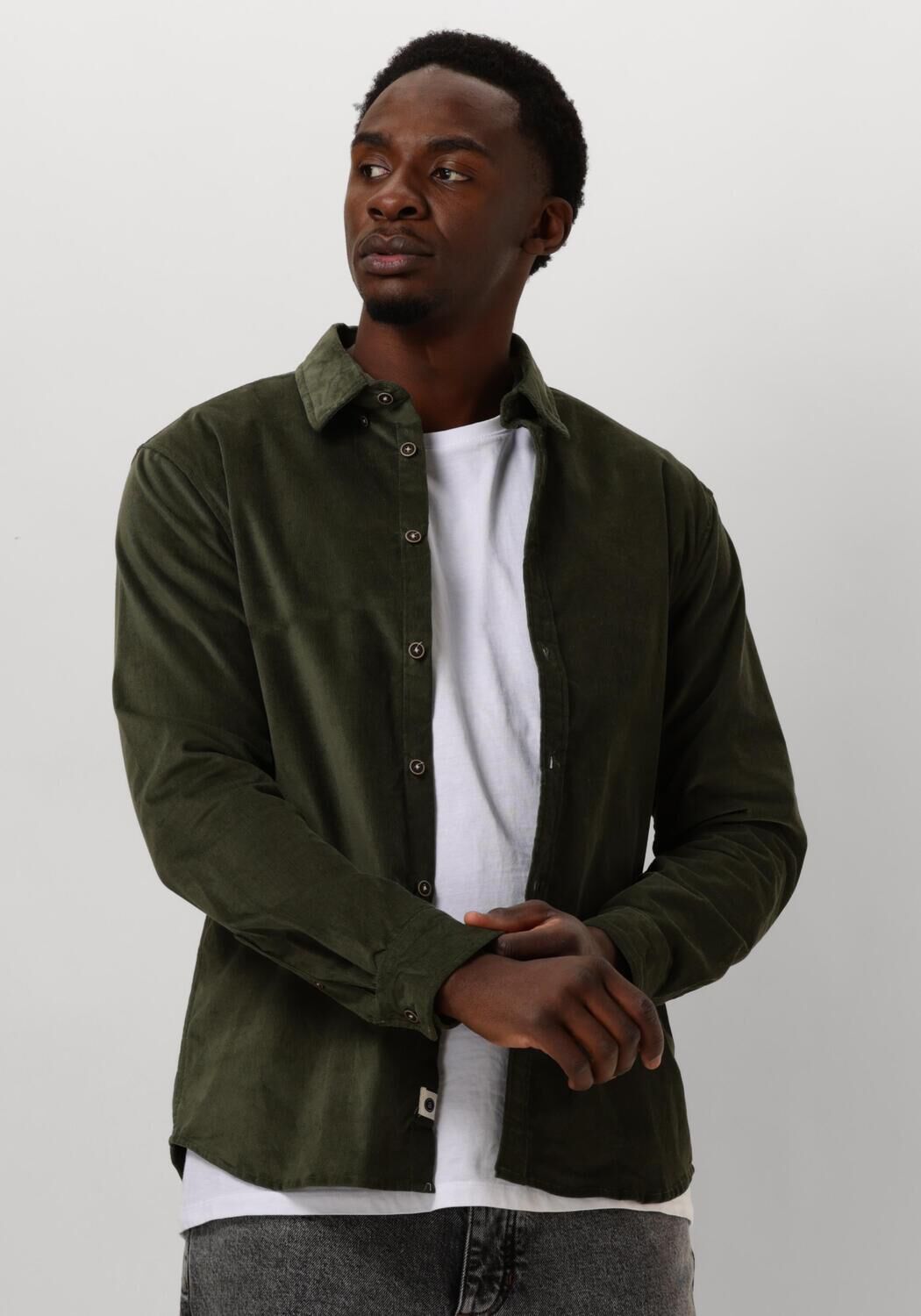 ANERKJENDT Heren Overhemden Akleif Solid Cord Shirt Donkergroen