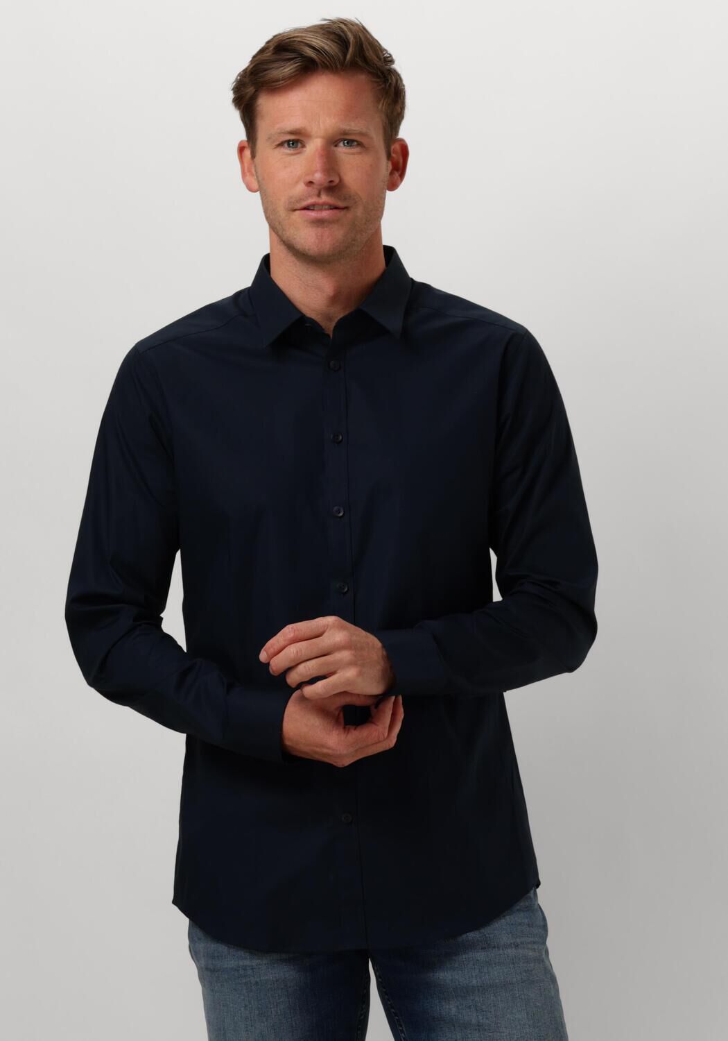 PURE PATH Heren Overhemden Essential Casual Shirt Donkerblauw