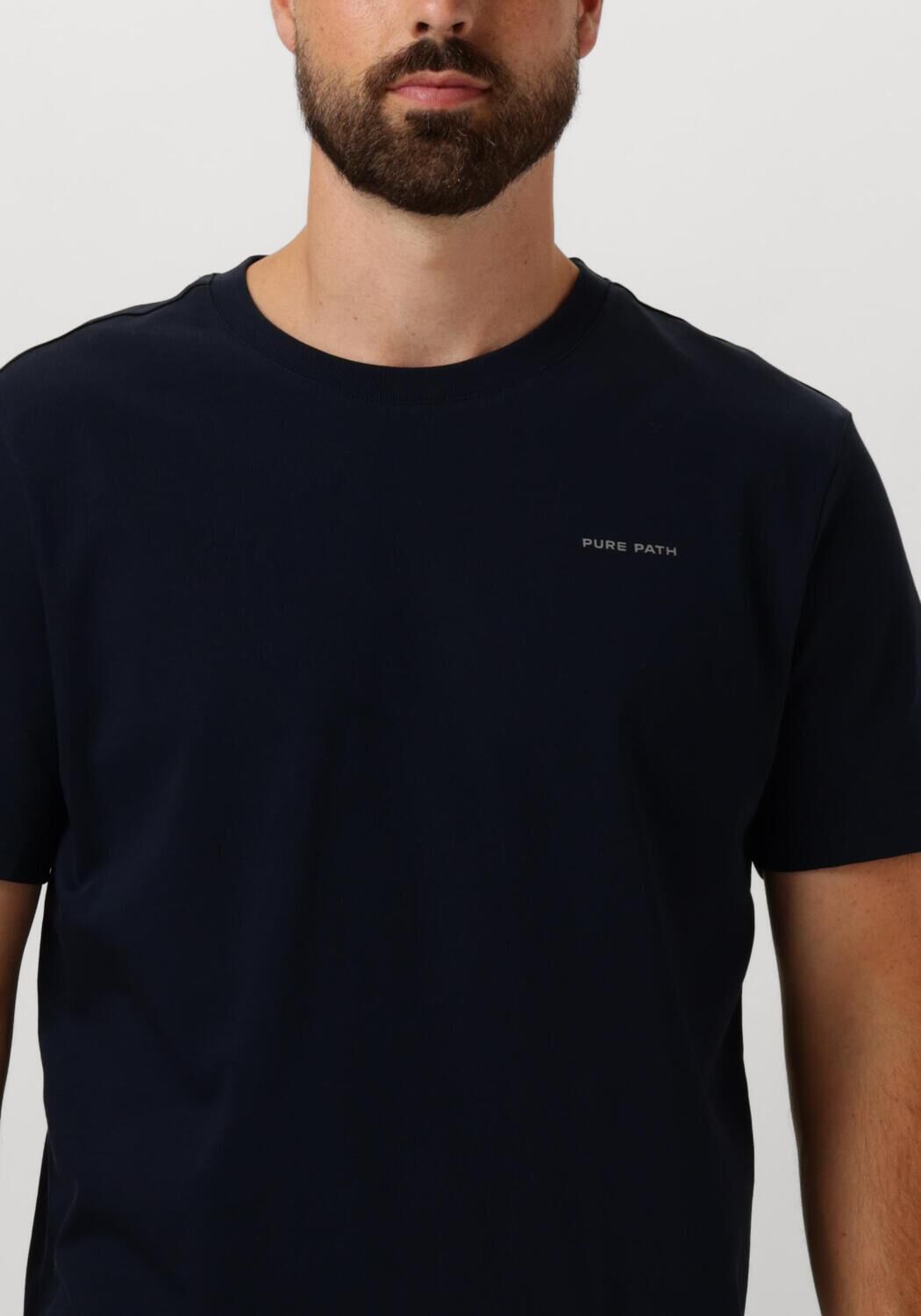 PURE PATH Heren Polo's & T-shirts Regular Fit T-shirts Crewneck Ss103 Donkerblauw