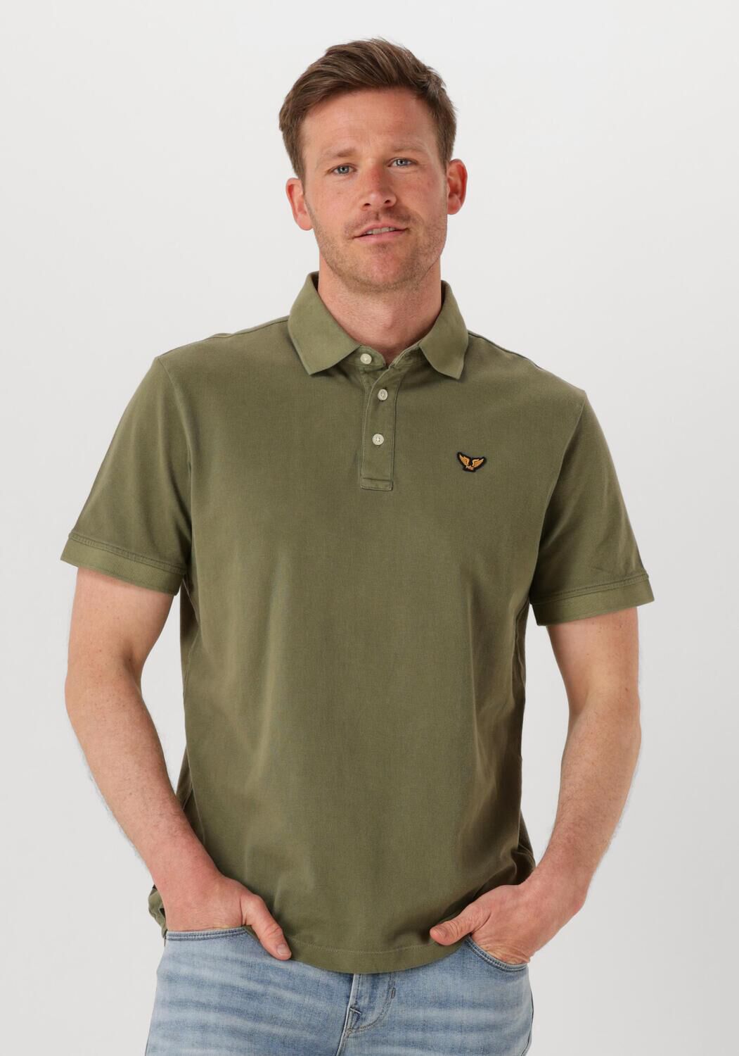 PME LEGEND Heren Polo's & T-shirts Pique Garment Dye Olijf
