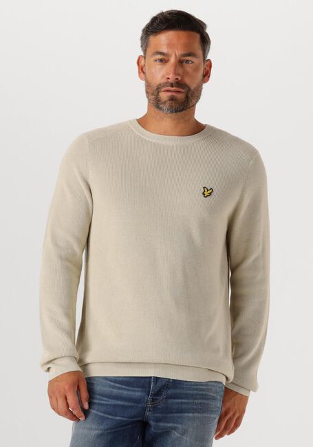 Taupe LYLE & SCOTT Trui ENGINEERED RIB CREW NECK - large