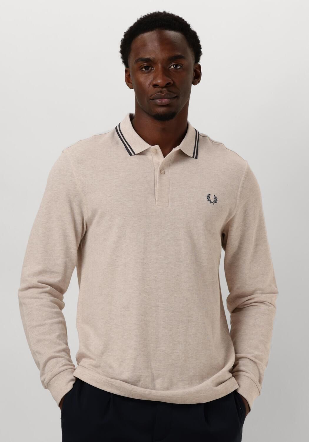FRED PERRY Heren Polo's & T-shirts Twin Tipped Shirt Long Sleeve Beige