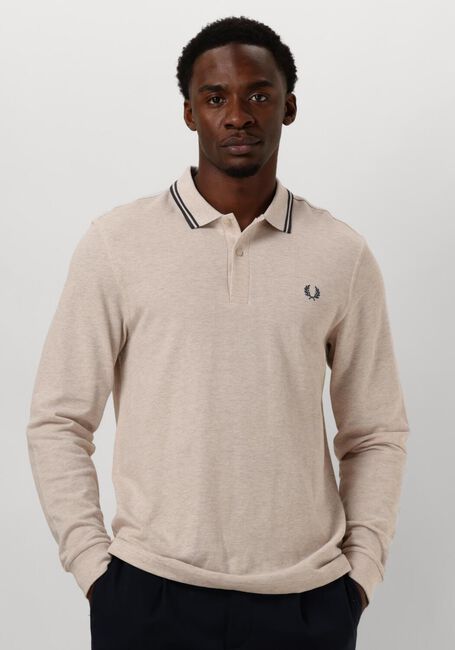Beige FRED PERRY Polo TWIN TIPPED FRED PERRY SHIRT LONG SLEEVE - large
