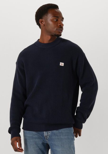 Donkerblauwe CALVIN KLEIN Trui LS EZ COTTON WAFFLE CREWNK SWTR 9 - large