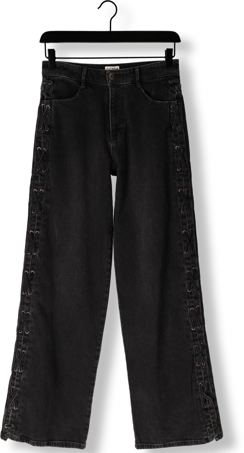CATWALK JUNKIE Dames Jeans Loose Fit Jeans With Lace Detail Zwart