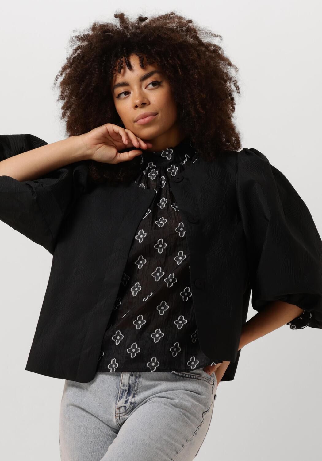 Minus Zwarte korte jas voor vrouwen Black Dames