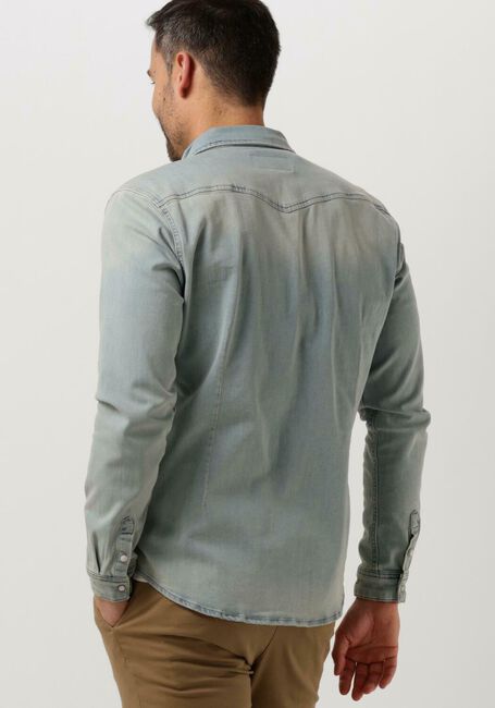 Lichtblauwe PUREWHITE Overshirt DENIM SHIRT WITH PRESSBUTTONS AND POCKETS ON CHEST - large