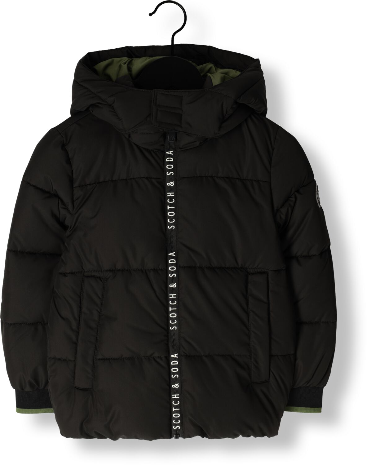 SCOTCH & SODA Jongens Jassen Water Repellent Hooded Puffer Jacket Zwart