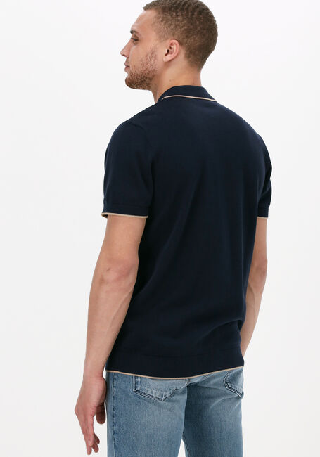 Blauwe SELECTED MEN Polo SLHHANK SS KNIT BUTTON POLO - large